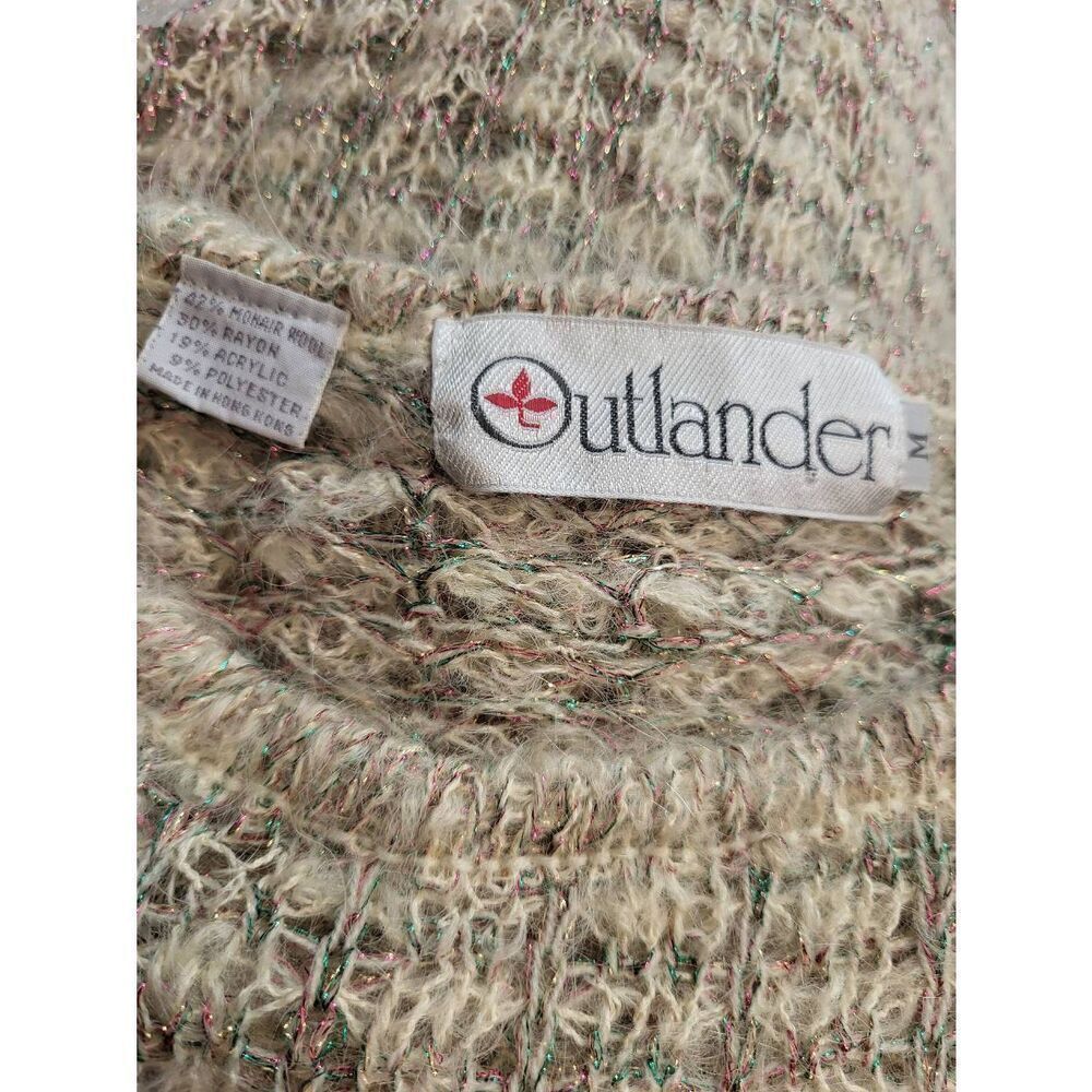 Vintage Outlander Sweater Women's Medium Mohair Wool Metallic Tie Waist - Picture 5 of 5